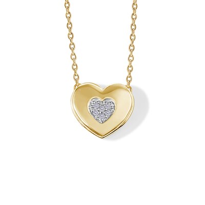 14K Gold Plated Diamond Accent Heart Pendant - 18"