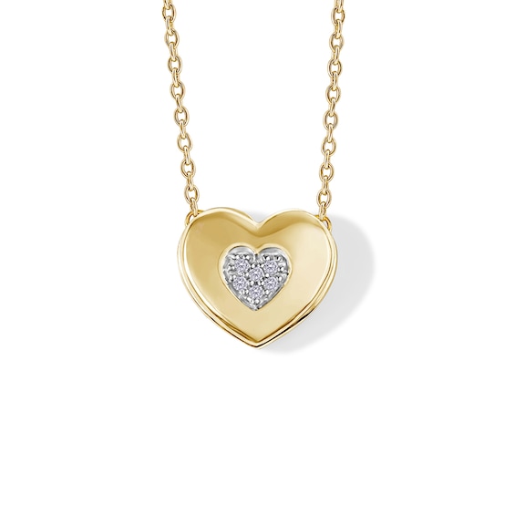 14K Gold Plated Diamond Accent Heart Pendant - 18"