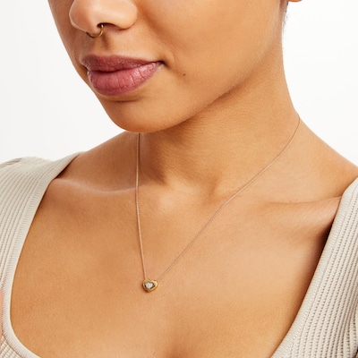 14K Gold Plated Diamond Accent Heart Pendant - 18"