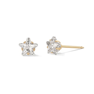 14K Gold CZ 5mm Star Piercing Studs
