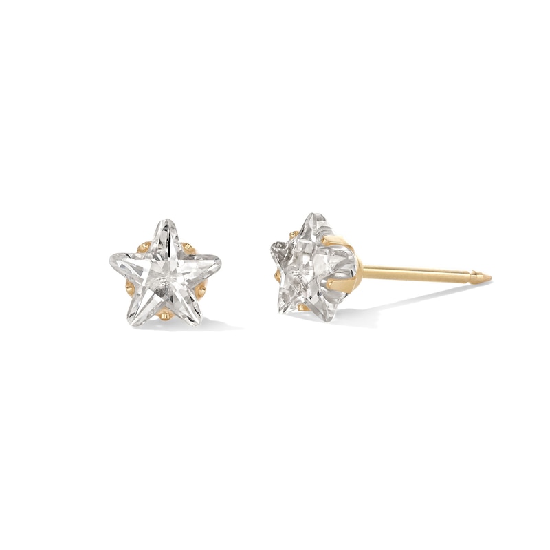 14K Gold CZ 5mm Star Piercing Studs