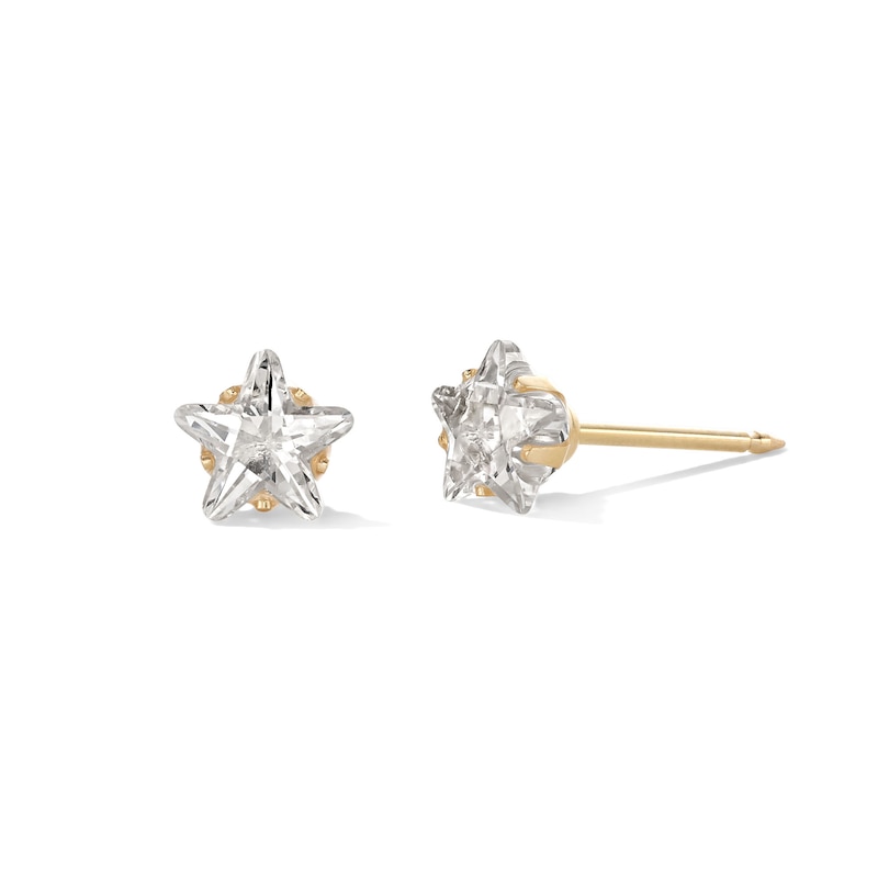 ​​​​​​​14K Solid Gold CZ 5mm Star Piercing Studs