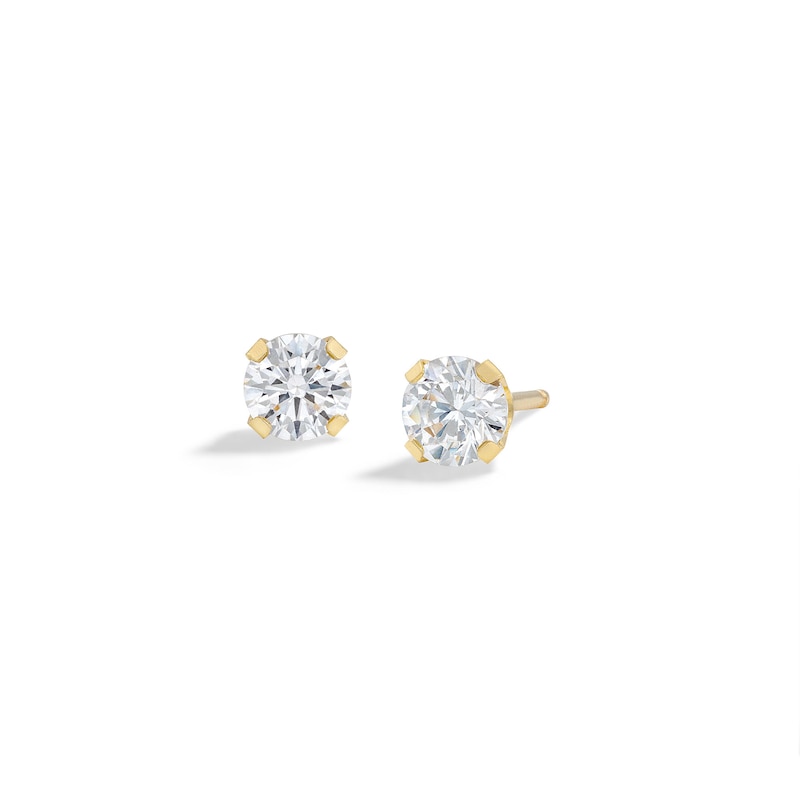 ​​​​​​​14K Solid Gold CZ 4mm Piercing Studs