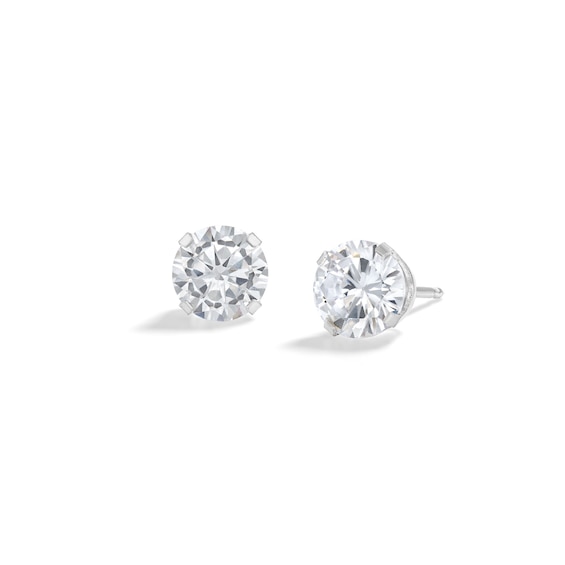 14K Solid Gold CZ 6mm Piercing Studs