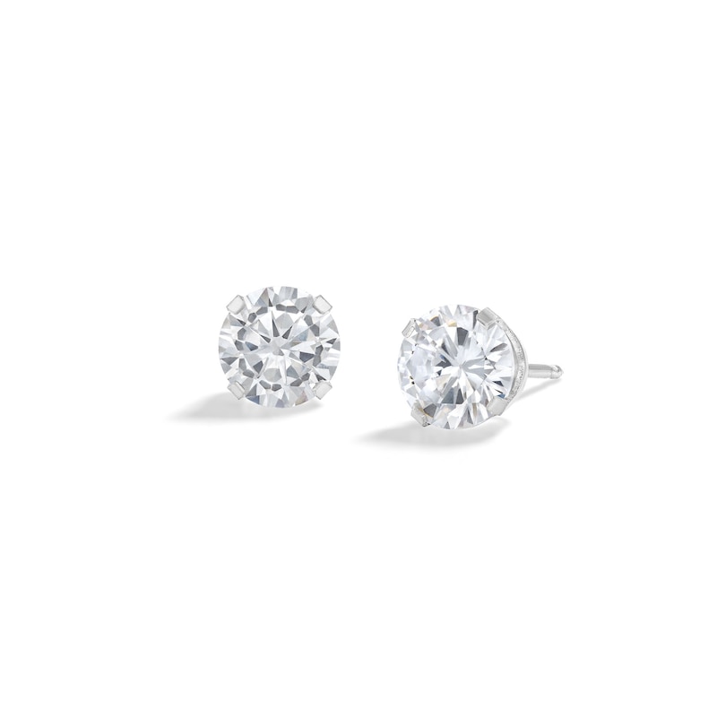 ​​​​​​​14K Solid White Gold CZ 6mm Piercing Studs