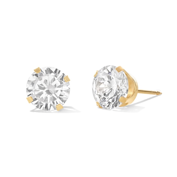 14K Solid Gold CZ 6mm Piercing Studs