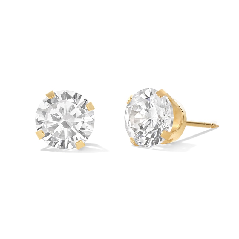 ​​​​​​​14K Solid Gold CZ 6mm Piercing Studs