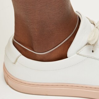 Sterling Silver Diamond-Cut Curb Chain Anklet Made in Italy - 10"
