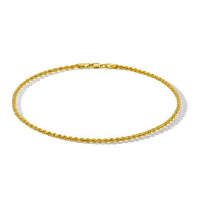 10K Hollow Gold Rope Chain Anklet - 10"