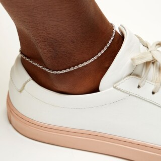 Sterling Silver Rope Chain Anklet Made in Italy - 10"