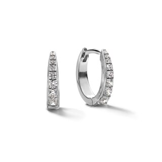 ​​​​​​​Sterling Silver CZ Graduated Stone Huggies