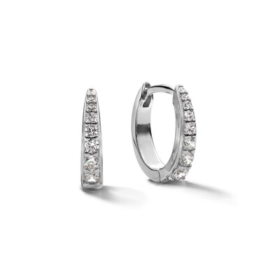 ​​​​​​​Sterling Silver CZ Graduated Stone Huggies