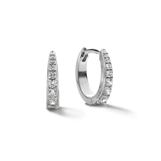 Sterling Silver CZ Graduated Stone Huggies