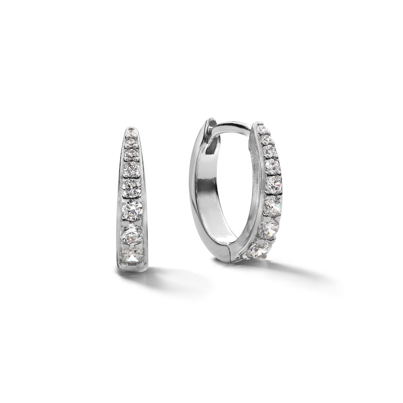 Sterling Silver CZ Graduated Stone Huggies