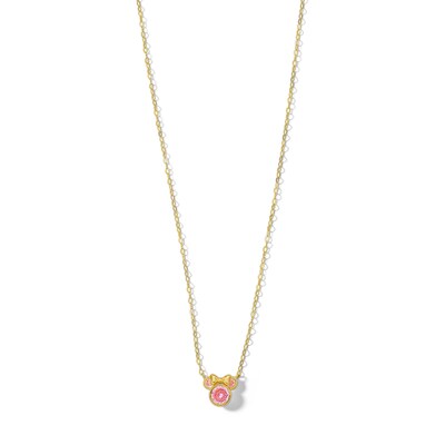 Child's 10K Solid Gold Pink CZ ©Disney Minnie Mouse Pendant - 13"