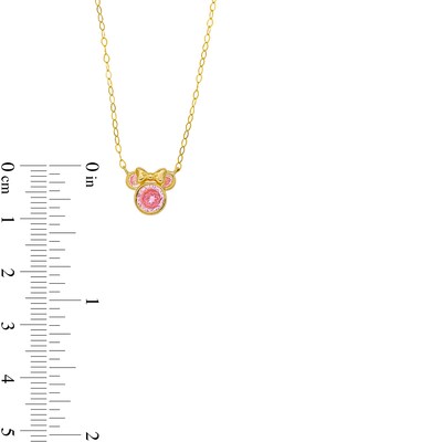 Child's 10K Solid Gold Pink CZ ©Disney Minnie Mouse Pendant - 13"