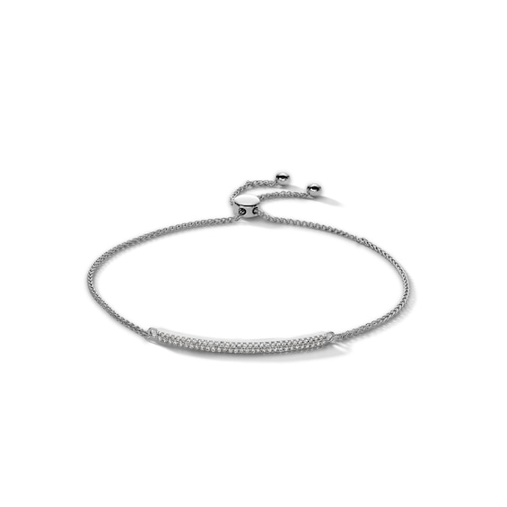 Sterling Silver CZ Line Bolo Bracelet