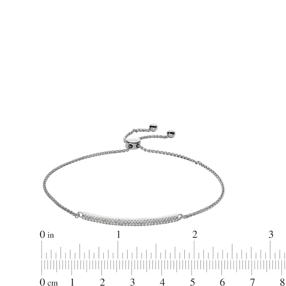 Sterling Silver CZ Line Bolo Bracelet