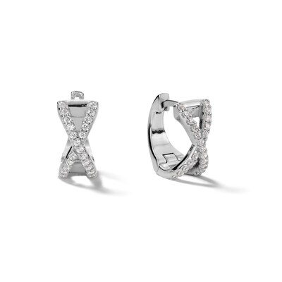 Sterling Silver CZ X Hoops