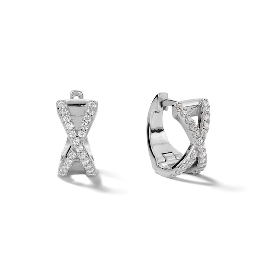 Sterling Silver CZ X Hoops