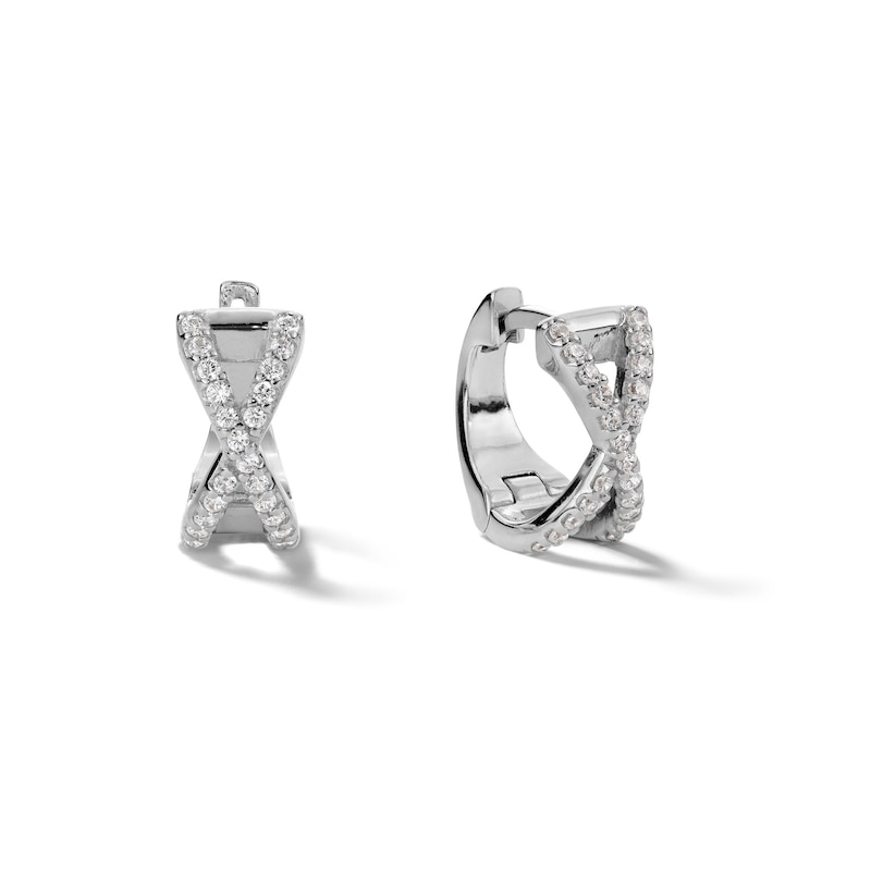 Sterling Silver CZ X Hoops