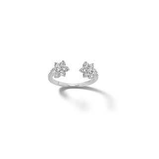 Sterling Silver CZ Flower Open Ring - Size 7