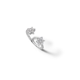 Sterling Silver CZ Flower Open Ring - Size 7