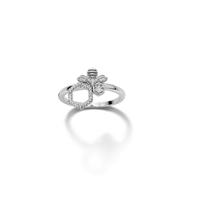 Sterling Silver CZ Honeycomb Bee Ring - Size 7