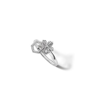 Sterling Silver CZ Honeycomb Bee Ring - Size 7
