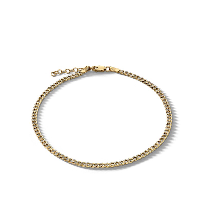 ​​​​​​​10K Hollow Gold Diamond-Cut Curb Chain Anklet Made in Italy - 9"