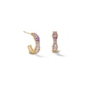 Thumbnail Image 1 of 10K Gold CZ Purple Ombre Baguette Huggie Hoops