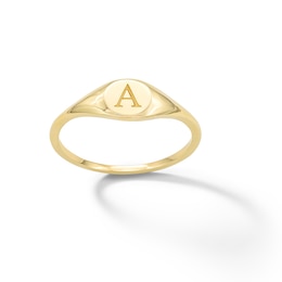 10K Solid Gold Engravable Round Signet Ring