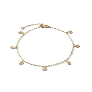 ​​​​​​​10K Solid Gold Roses Chain Anklet Made in Italy - 9"