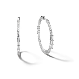 Sterling Silver CZ In and Out Hoops