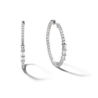 Sterling Silver CZ In and Out Hoops