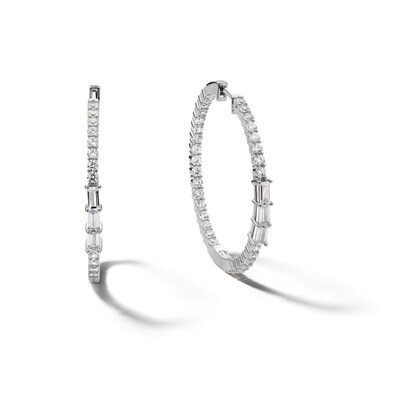 Sterling Silver CZ In and Out Hoops
