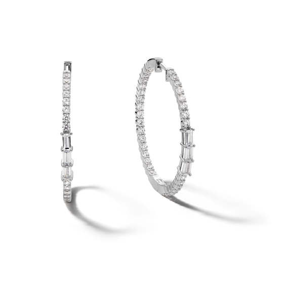 Sterling Silver CZ In and Out Hoops
