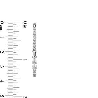 Sterling Silver CZ In and Out Hoops