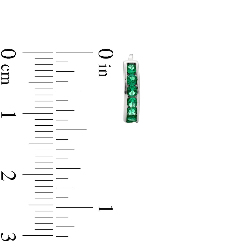Main Image 3 of Sterling Silver Green CZ Huggies
