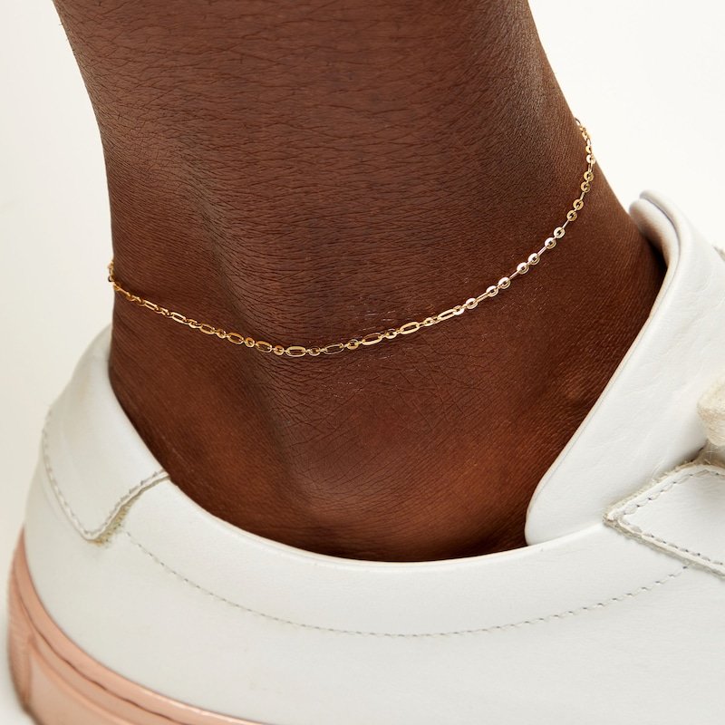 Main Image 2 of 10K Solid Gold Forzentina Chain Anklet - 9" + 1"