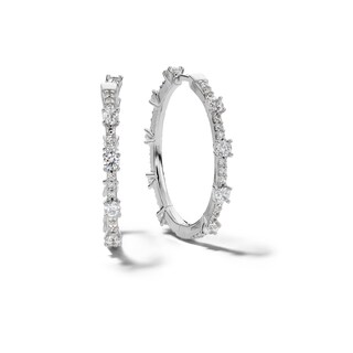 Sterling Silver CZ Bambo Hoops