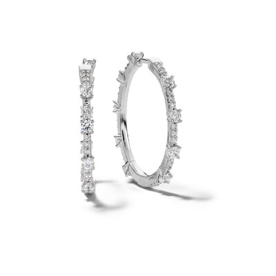 Sterling Silver CZ Bambo Hoops