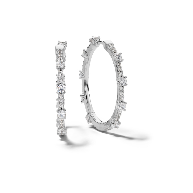 Sterling Silver CZ Bambo Hoops