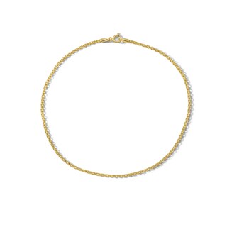 10K Hollow Gold Diamond Cut Bismark Chain Anklet - 10"