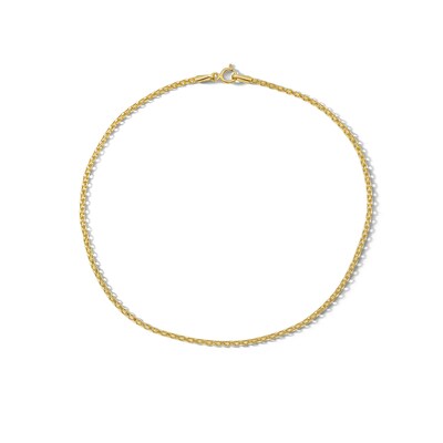 10K Hollow Gold Diamond Cut Bismark Chain Anklet - 10"