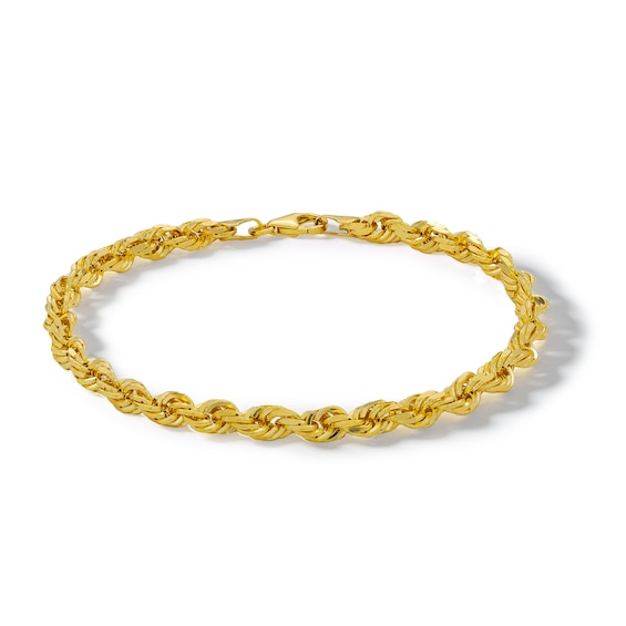 ​​​​​​​10K Semi-Solid Gold Glitter Rope Chain Bracelet - 8.5"