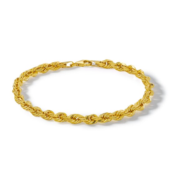 10K Semi-Solid Gold Glitter Rope Chain Bracelet - 8.5"