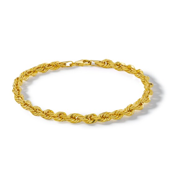 ​​​​​​​10K Semi-Solid Gold Glitter Rope Chain Bracelet - 8.5"