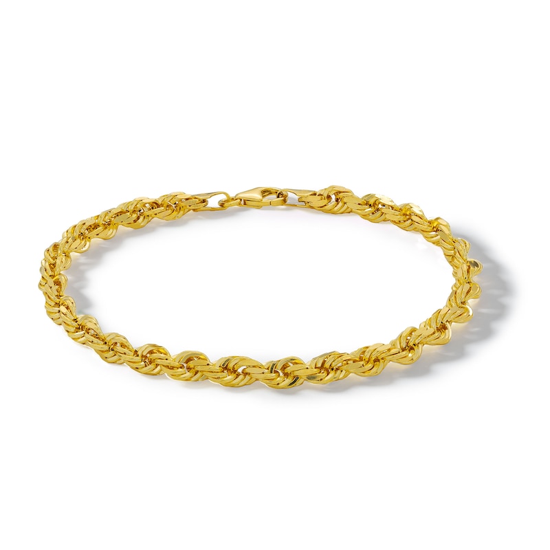 10K Semi-Solid Gold Glitter Rope Chain Bracelet - 8.5"