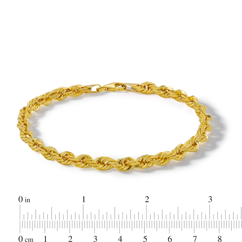 ​​​​​​​10K Semi-Solid Gold Glitter Rope Chain Bracelet - 8.5"